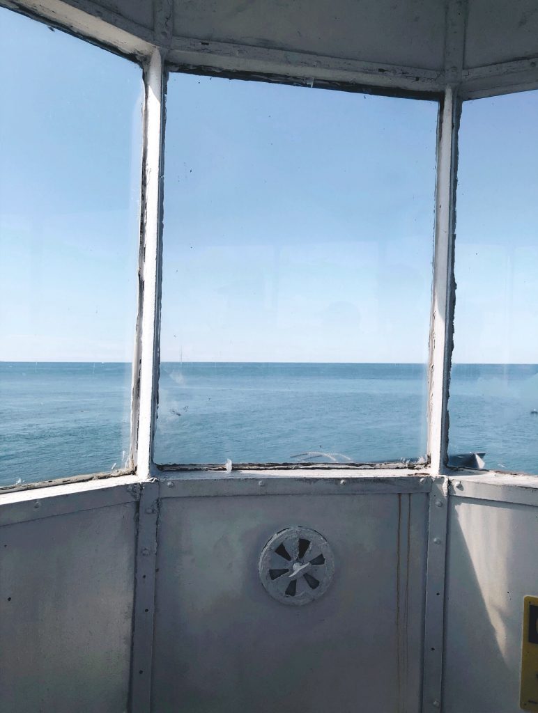 top of the lighthouse in ludington